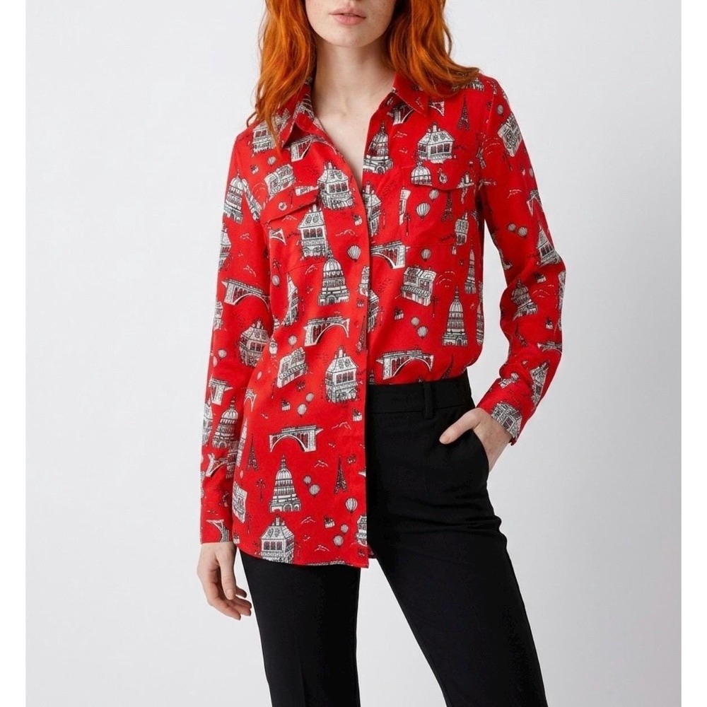 vintage Karl Lagerfeld Paris skyline print | button up shirt | womens Large